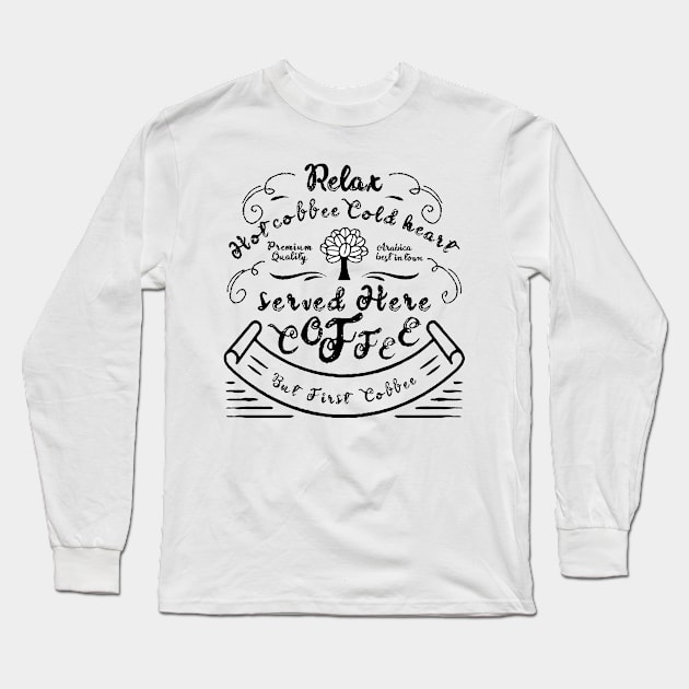 Hot coffee cold heart Long Sleeve T-Shirt by kreptiliya